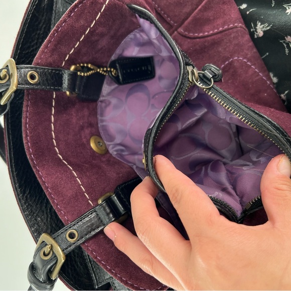 Coach Hamilton Burgundy Suede Leather Tote Bag Satchel Style 7474 Excellent - Picture 9 of 16